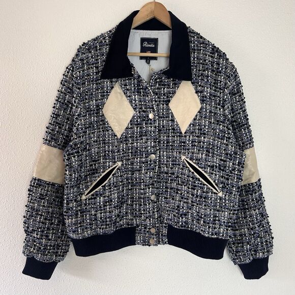 Other - NEW United Rivers Hudson River Tweed Bomber Jacket in Navy Medium M Rockabilly